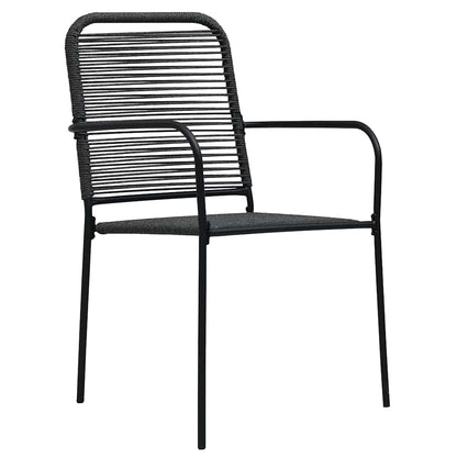 vidaXL Dining Set | Black | Cotton Rope, Powder-Coated Steel, Tempered Glass