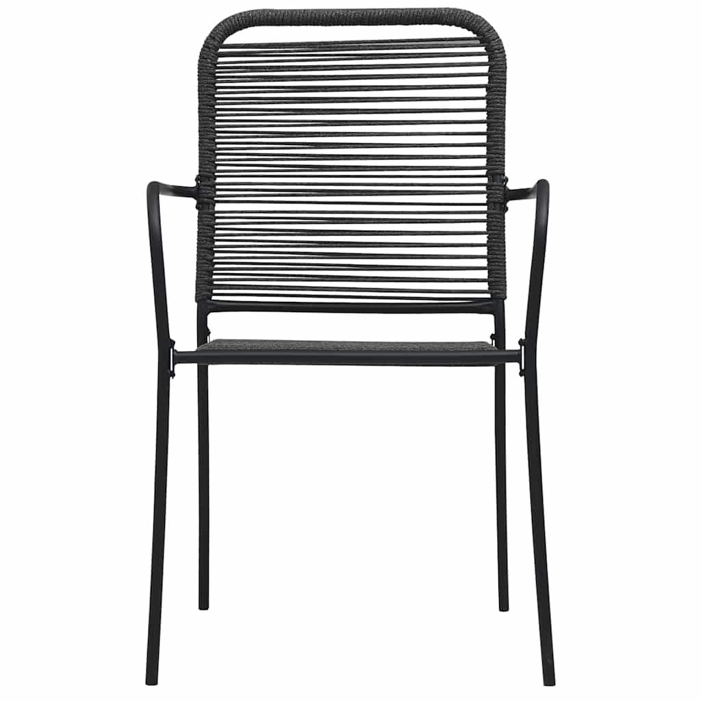 vidaXL Dining Set | Black | Cotton Rope, Powder-Coated Steel, Tempered Glass