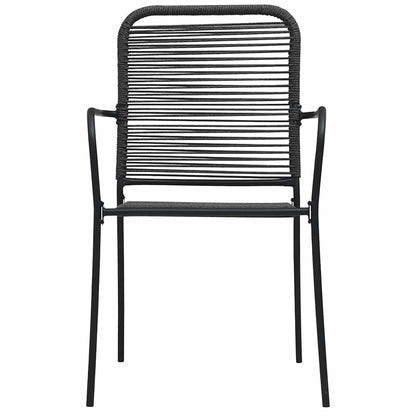 vidaXL Dining Set | Black | Cotton Rope, Powder-Coated Steel, Tempered Glass