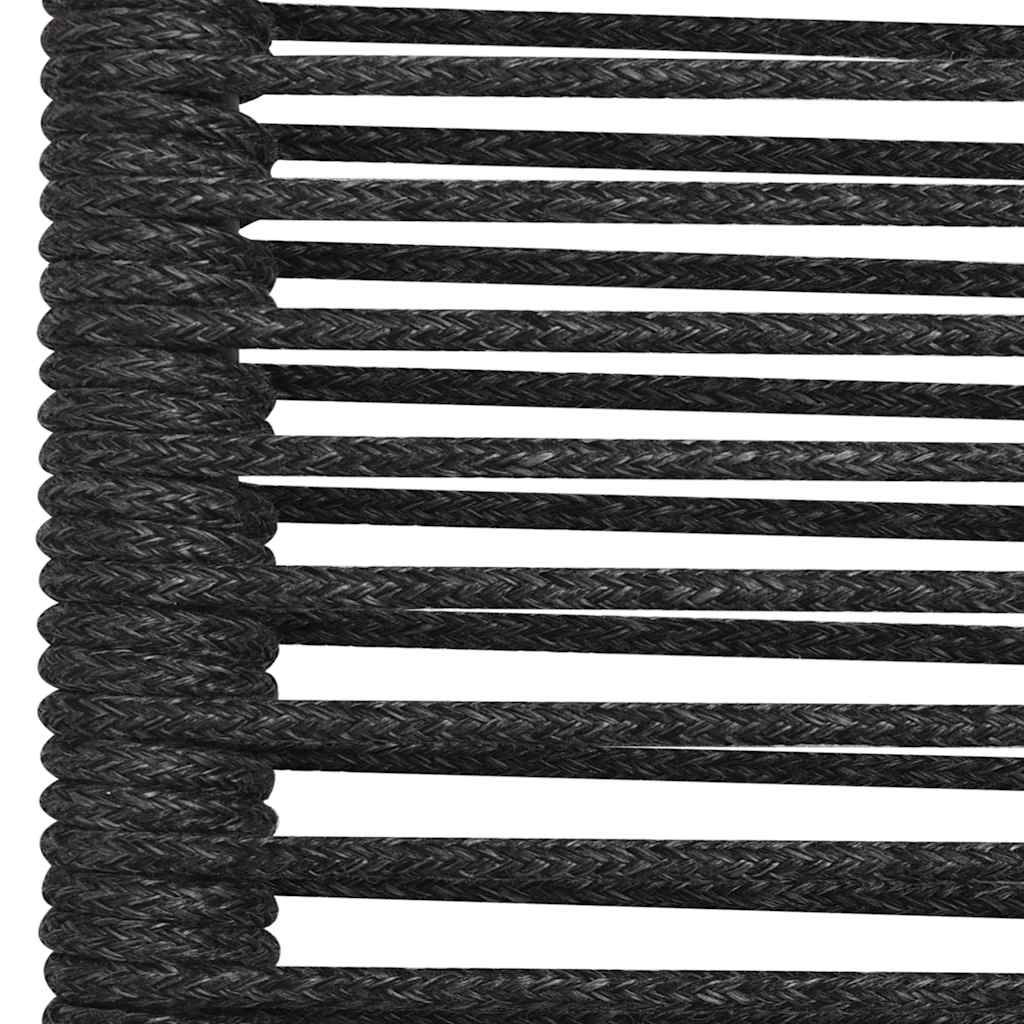 vidaXL Dining Set | Black | Cotton Rope, Powder-Coated Steel, Tempered Glass