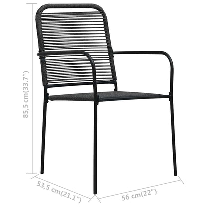 vidaXL Dining Set | Black | Cotton Rope, Powder-Coated Steel, Tempered Glass