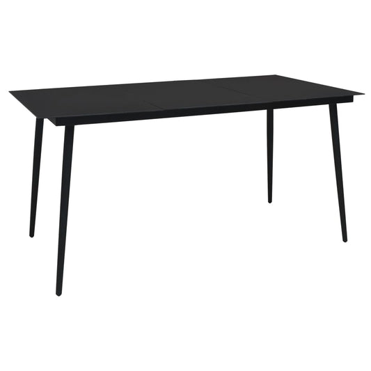 vidaXL Dining Set | Black | Cotton rope, powder-coated steel, tempered glass