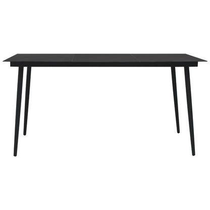 vidaXL Dining Set | Black | Cotton rope, powder-coated steel, tempered glass