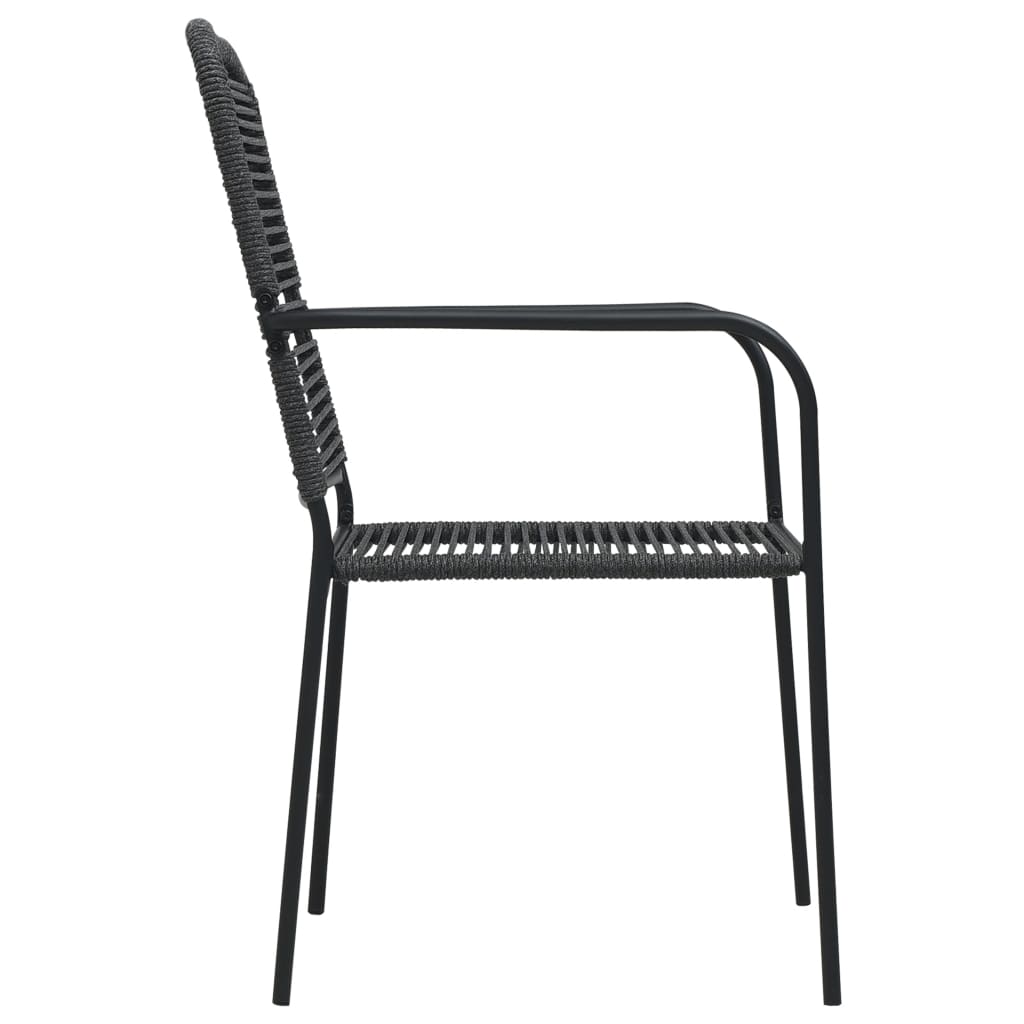 vidaXL Dining Set | Black | Cotton rope, powder-coated steel, tempered glass