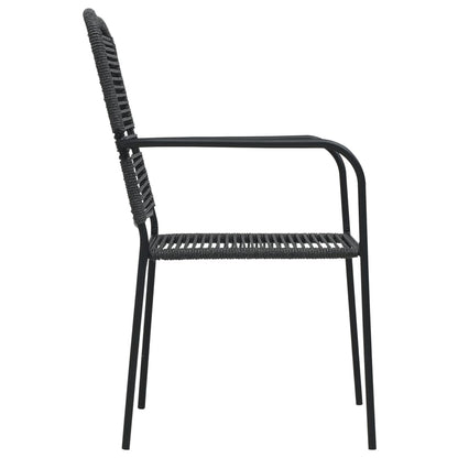 vidaXL Dining Set | Black | Cotton rope, powder-coated steel, tempered glass