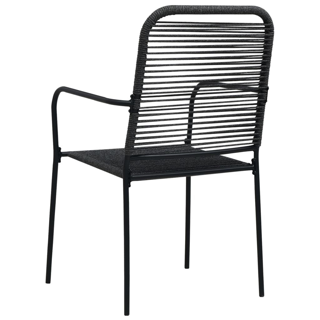 vidaXL Dining Set | Black | Cotton rope, powder-coated steel, tempered glass