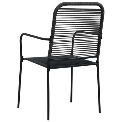 vidaXL Dining Set | Black | Cotton rope, powder-coated steel, tempered glass