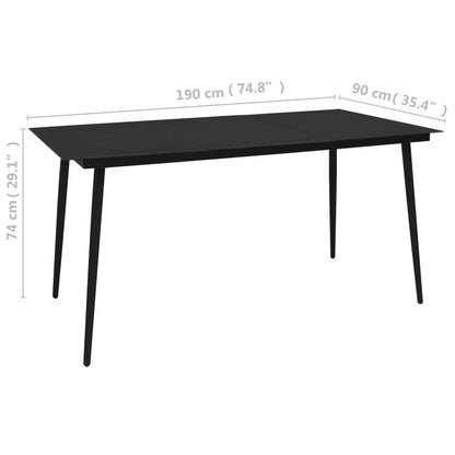 vidaXL Dining Set | Black | Cotton rope, powder-coated steel, tempered glass