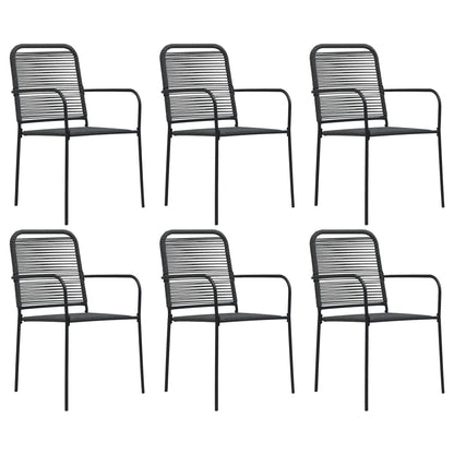 vidaXL Dining Set | Black | Cotton Rope, Powder-Coated Steel, Tempered Glass