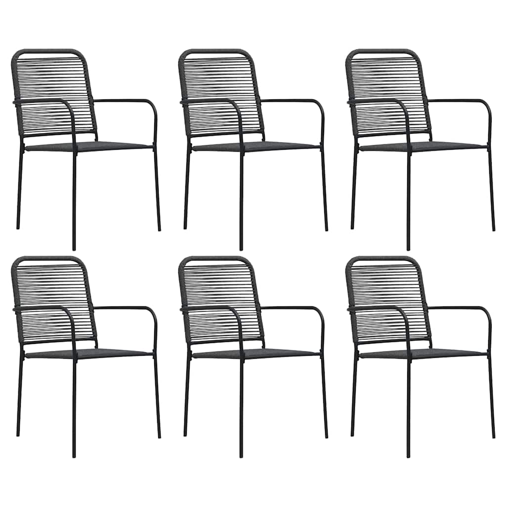 vidaXL 7 Piece Garden Dining Set Cotton Rope and Steel Black