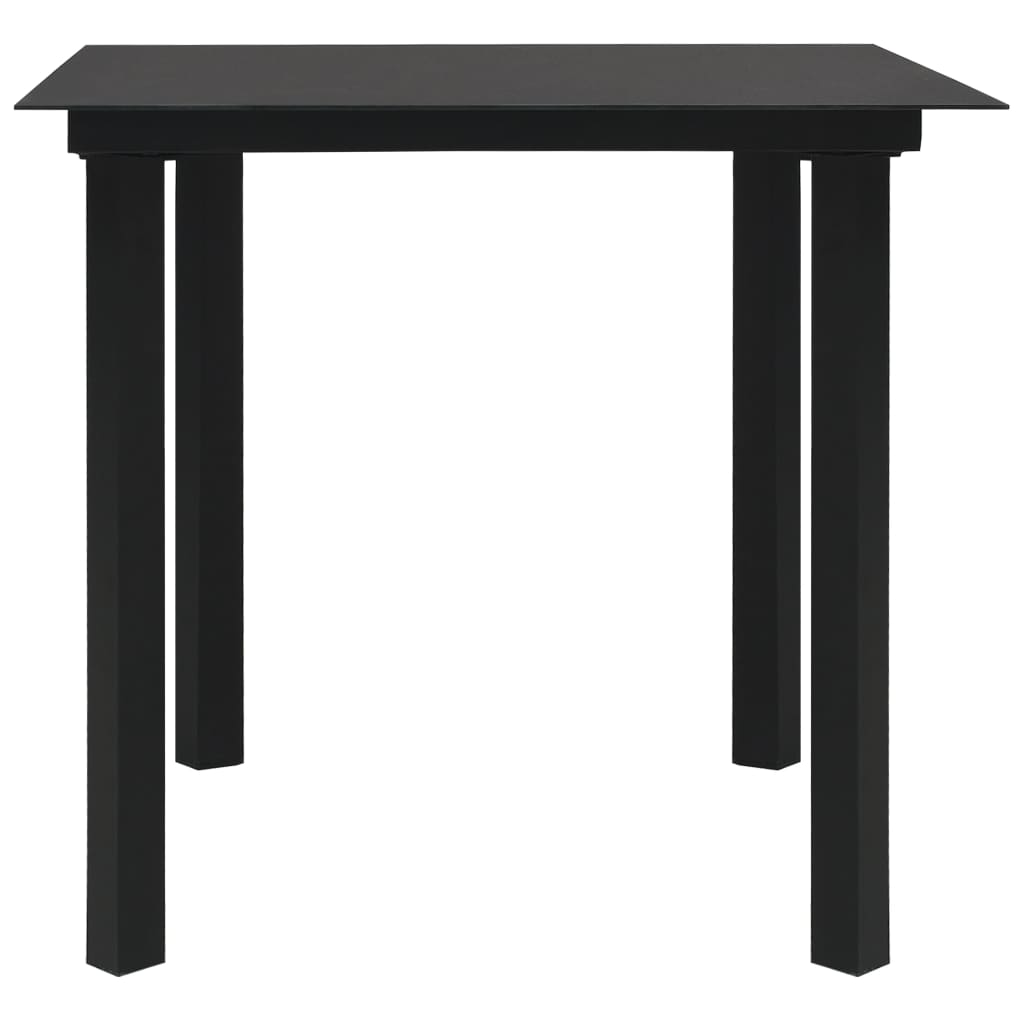 vidaXL Dining Set | Black | PVC rattan, powder-coated steel, glass