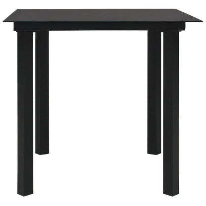 vidaXL Dining Set | Black | PVC rattan, powder-coated steel, glass