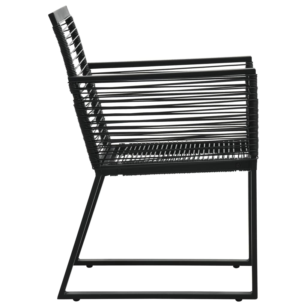 vidaXL Dining Set | Black | PVC rattan, powder-coated steel, glass