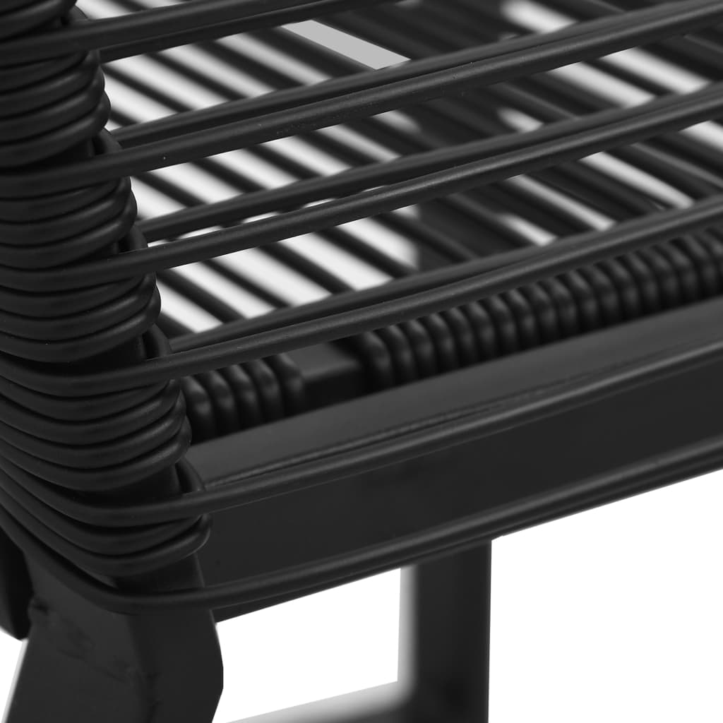 vidaXL Dining Set | Black | PVC rattan, powder-coated steel, glass