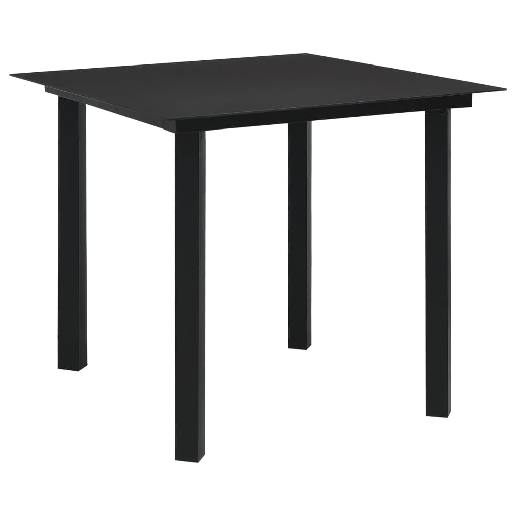 vidaXL Dining Set | Black | PVC rattan, powder-coated steel, glass | Medium