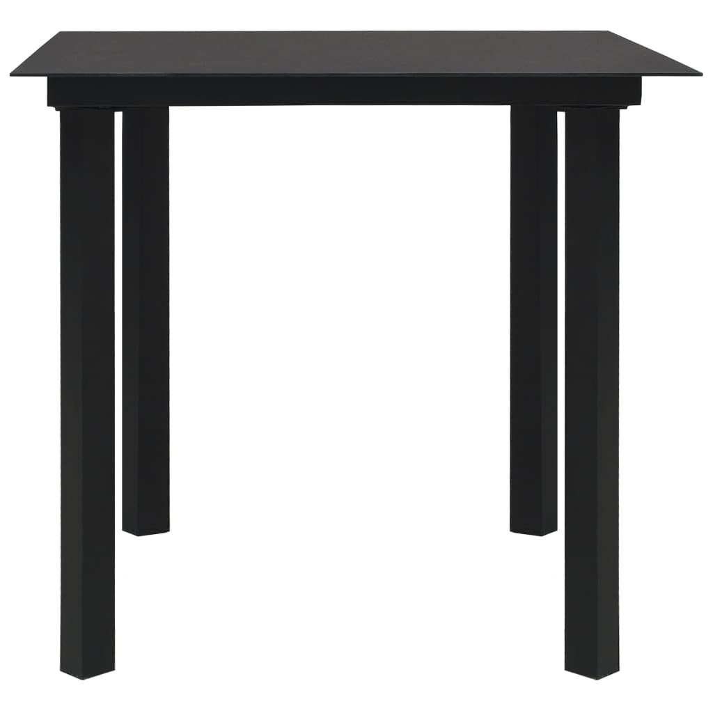 vidaXL Dining Set | Black | PVC rattan, powder-coated steel, glass | Medium