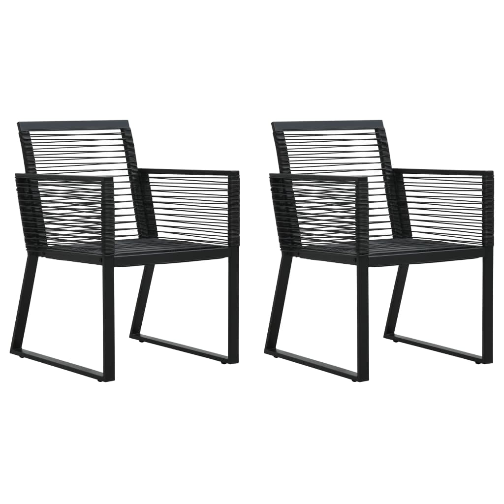 vidaXL Dining Set | Black | PVC rattan, powder-coated steel, glass | Medium