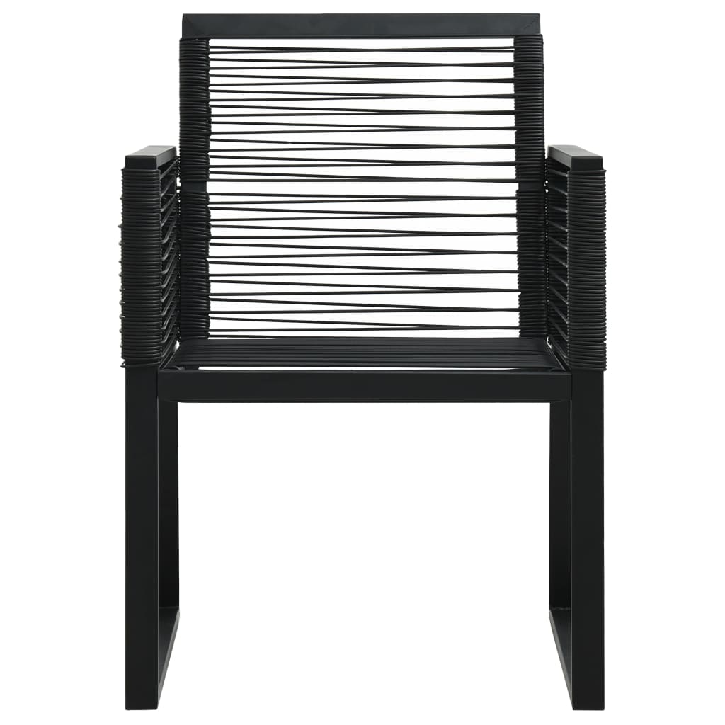 vidaXL Dining Set | Black | PVC rattan, powder-coated steel, glass | Medium