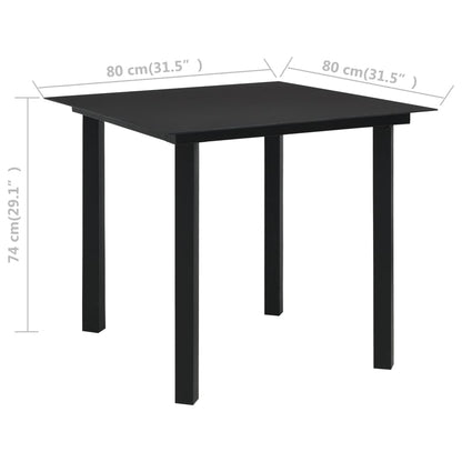 vidaXL Dining Set | Black | PVC rattan, powder-coated steel, glass | Medium