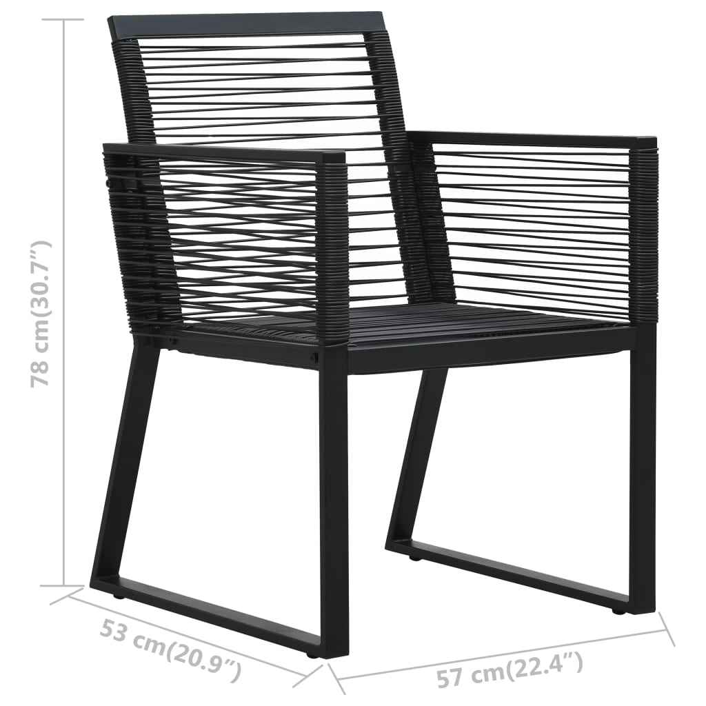 vidaXL Dining Set | Black | PVC rattan, powder-coated steel, glass | Medium