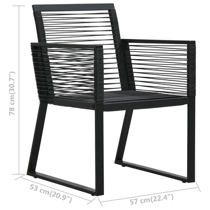 vidaXL Dining Set | Black | PVC rattan, powder-coated steel, glass | Medium