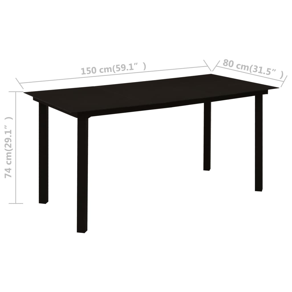 vidaXL 7 Piece Outdoor Dining Set PVC Rattan Black