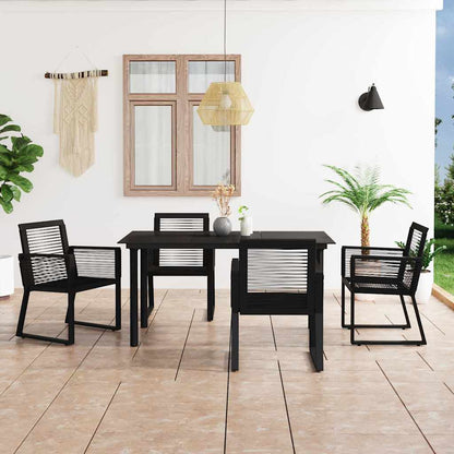 vidaXL 5 Piece Outdoor Dining Set PVC Rattan Black