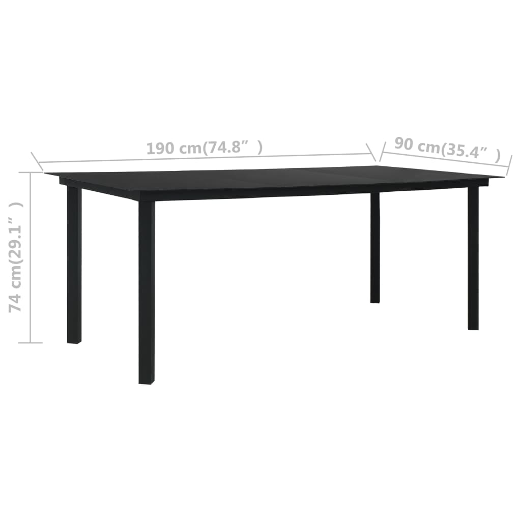 vidaXL 7 Piece Outdoor Dining Set PVC Rattan Black