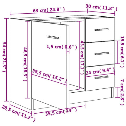 vidaXL Sink Cabinet Sonoma Oak 63x30x54 cm Engineered Wood