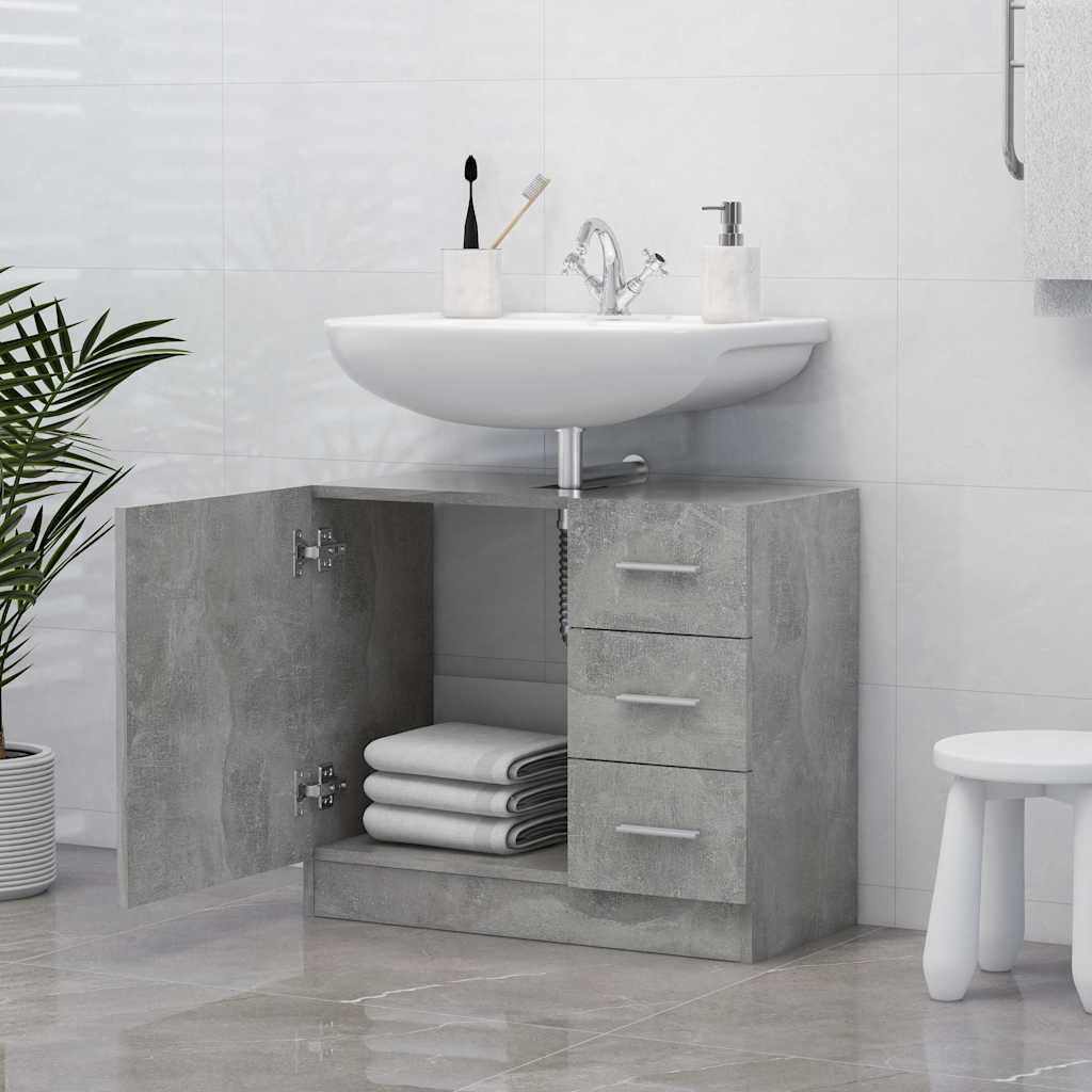 vidaXL Sink Cabinet Concrete Grey 63x30x54 cm Engineered Wood