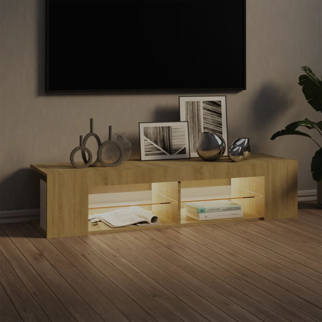 vidaXL TV Cabinet with LED Lights Sonoma Oak 135x39x30 cm
