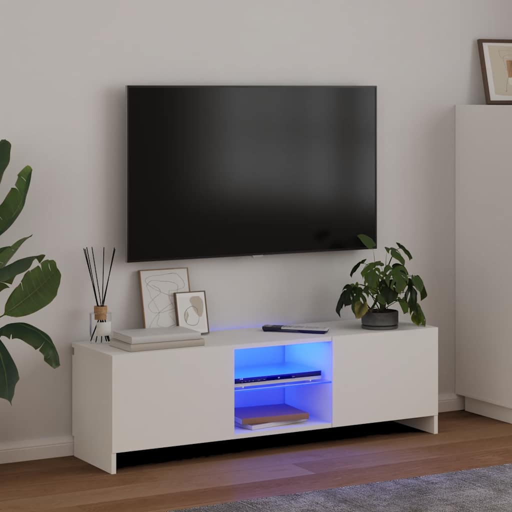 vidaXL TV Cabinet with LED Lights White 120x30x36 cm