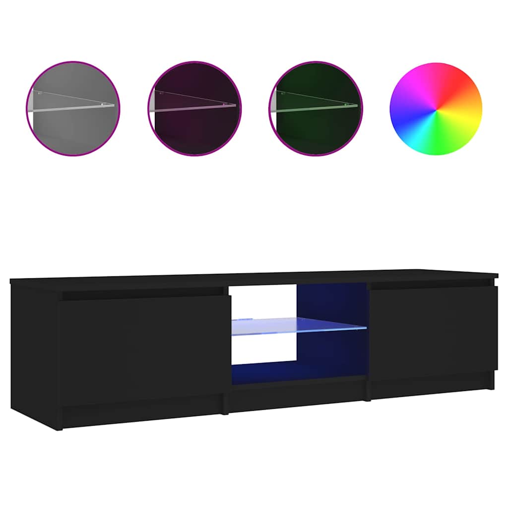 vidaXL TV Cabinet with LED Lights Black 140x40x36 cm
