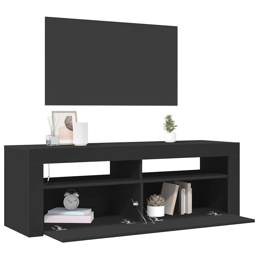 vidaXL TV Cabinet with LED Lights Black 120x35x40 cm