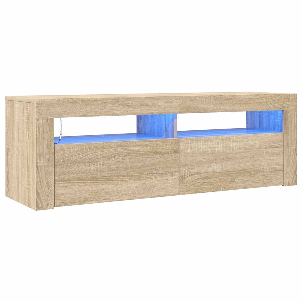 vidaXL TV Cabinet with LED Lights Sonoma Oak 120x35x40 cm