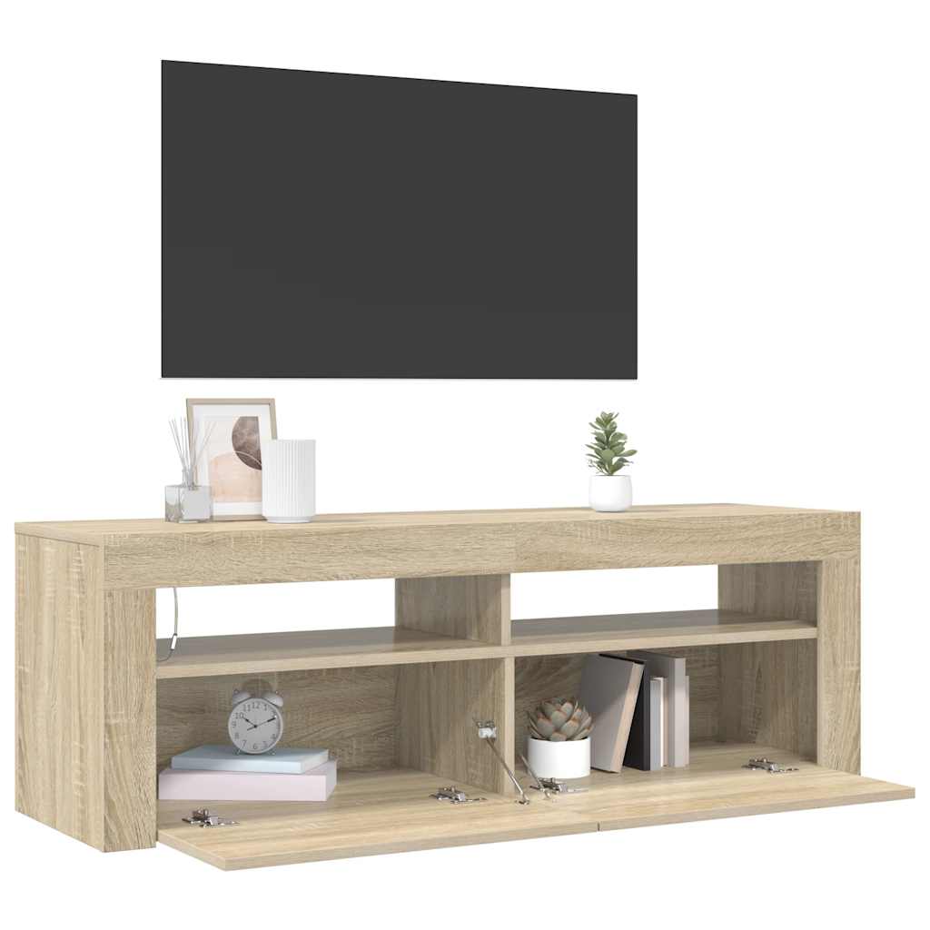 vidaXL TV Cabinet with LED Lights Sonoma Oak 120x35x40 cm