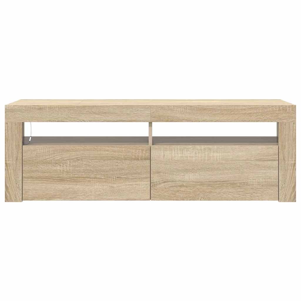 vidaXL TV Cabinet with LED Lights Sonoma Oak 120x35x40 cm
