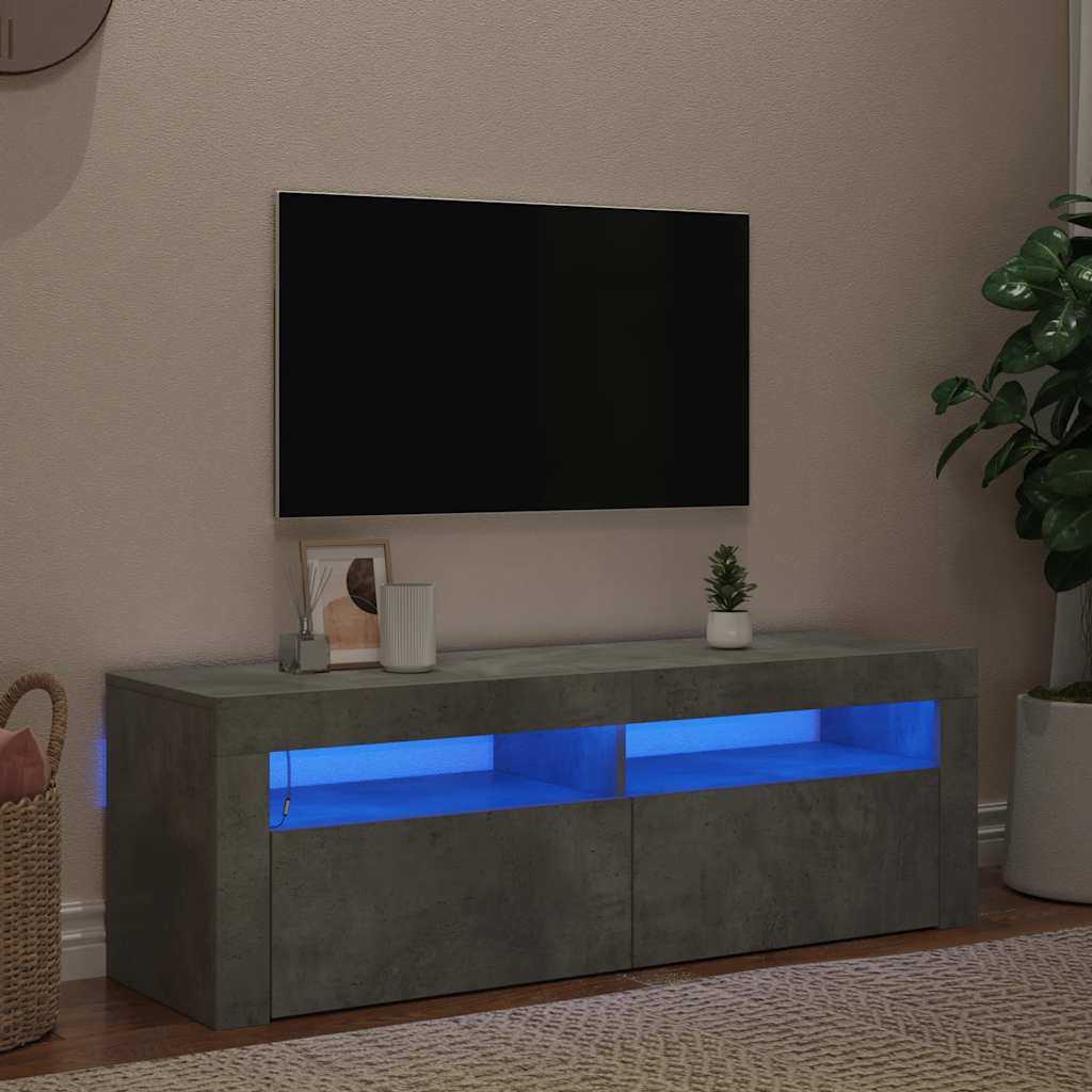 vidaXL TV Cabinet with LED Lights Concrete Grey 120x35x40 cm