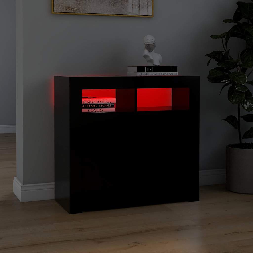 804329 vidaXL Sideboard with LED Lights Black 80x35x75 cm