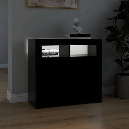 804329 vidaXL Sideboard with LED Lights Black 80x35x75 cm