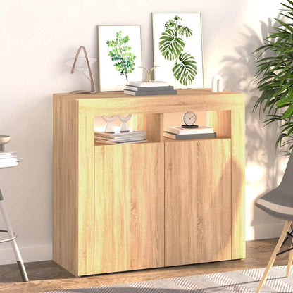 804331 vidaXL Sideboard with LED Lights Sonoma Oak 80x35x75 cm