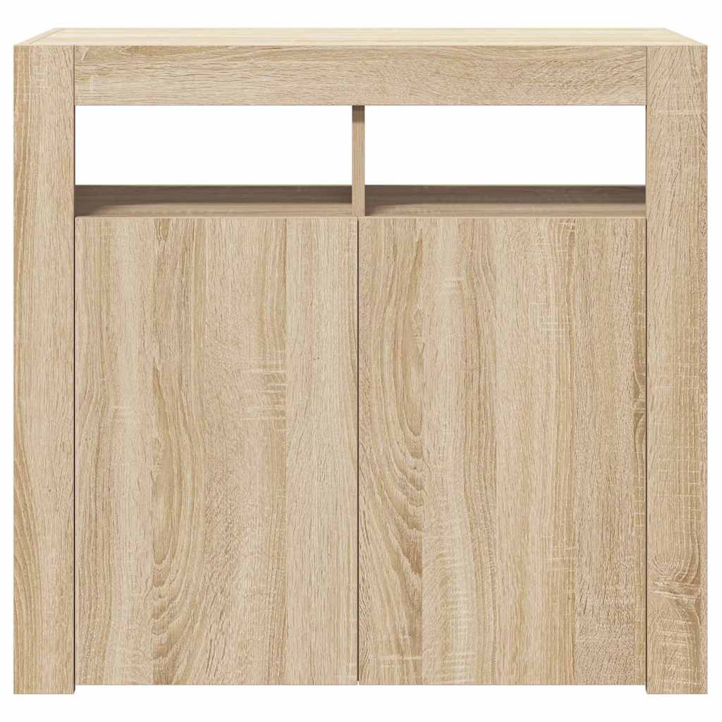 804331 vidaXL Sideboard with LED Lights Sonoma Oak 80x35x75 cm