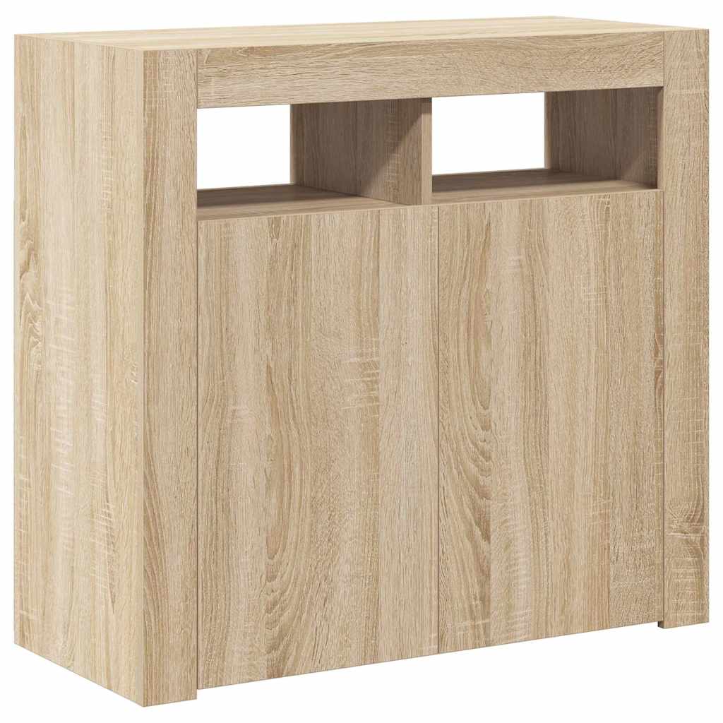 804331 vidaXL Sideboard with LED Lights Sonoma Oak 80x35x75 cm