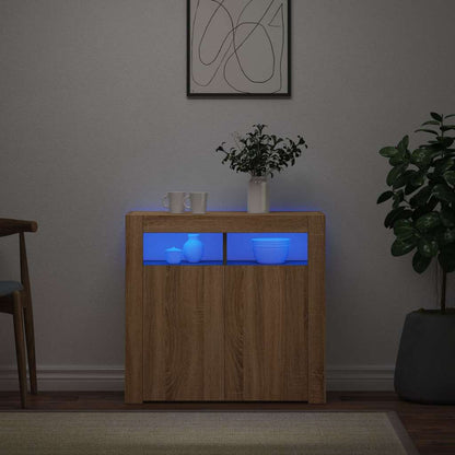 804331 vidaXL Sideboard with LED Lights Sonoma Oak 80x35x75 cm