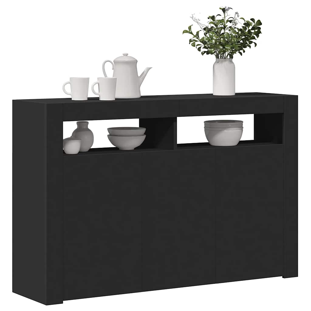 vidaXL Sideboard with LED Lights Black 115.5x30x75 cm