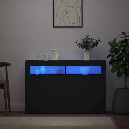 vidaXL Sideboard with LED Lights Black 115.5x30x75 cm