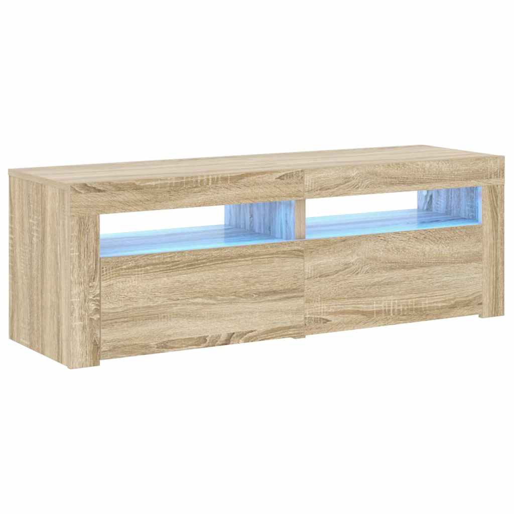 vidaXL TV Cabinet with LED Lights Sonoma Oak 120x35x40 cm
