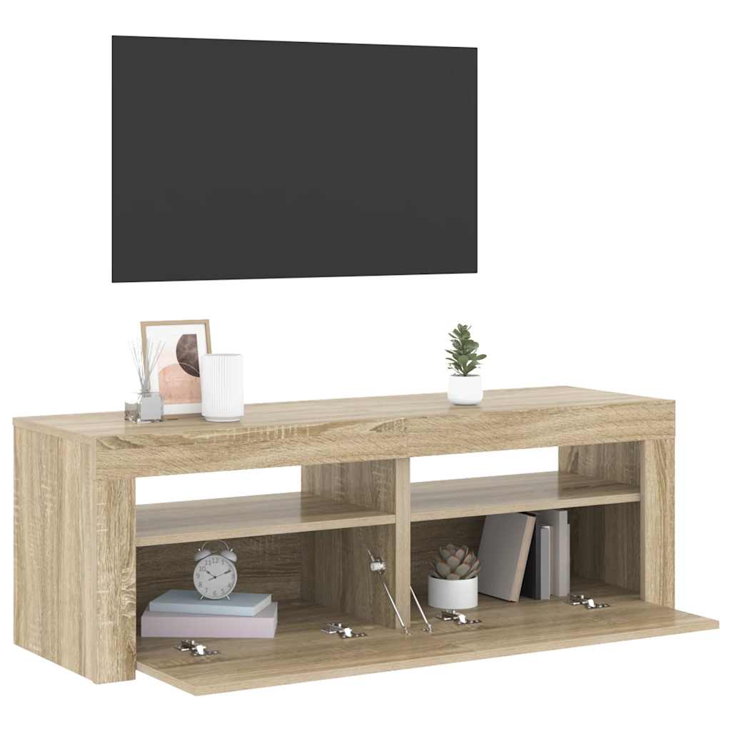 vidaXL TV Cabinet with LED Lights Sonoma Oak 120x35x40 cm