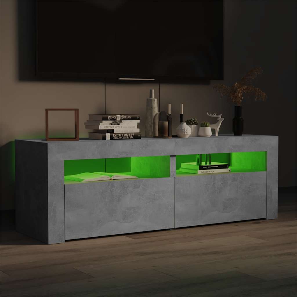 vidaXL TV Cabinet with LED Lights Concrete Grey 120x35x40 cm