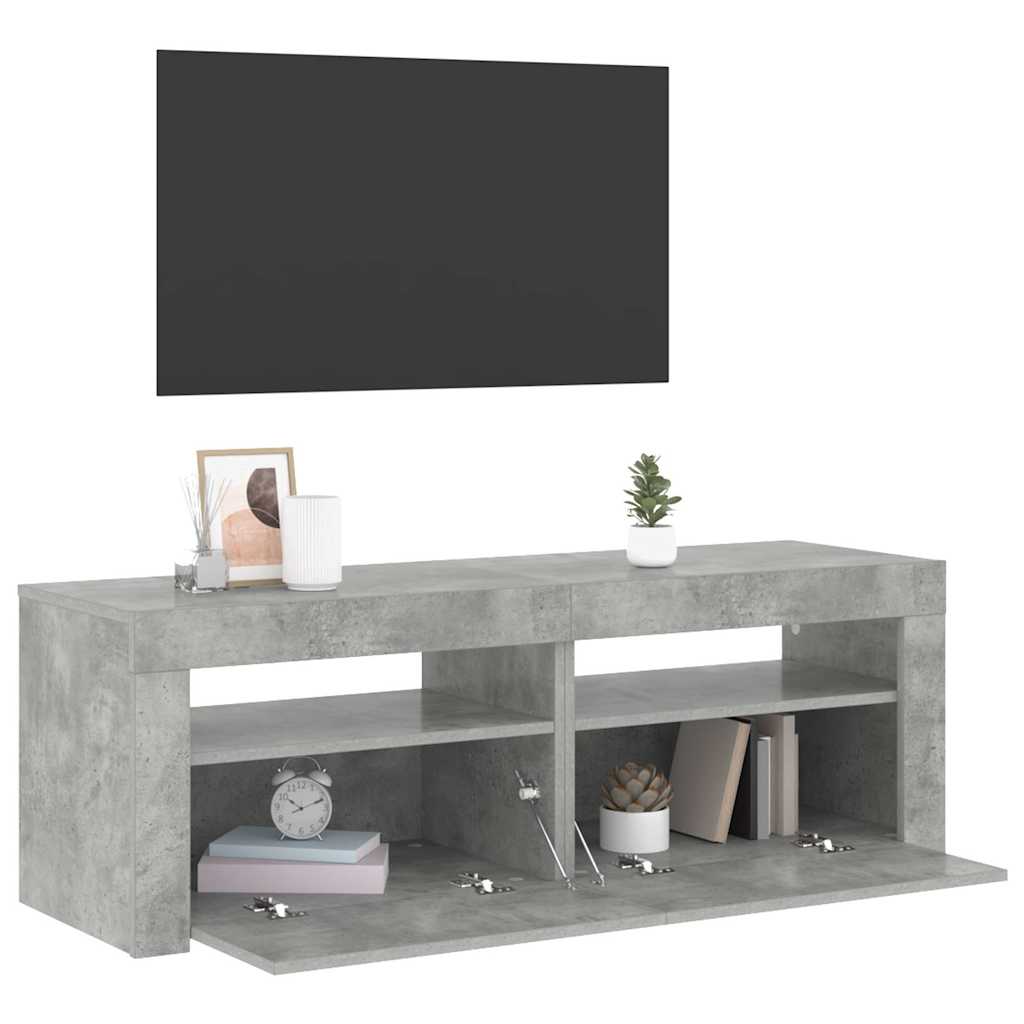 vidaXL TV Cabinet with LED Lights Concrete Grey 120x35x40 cm